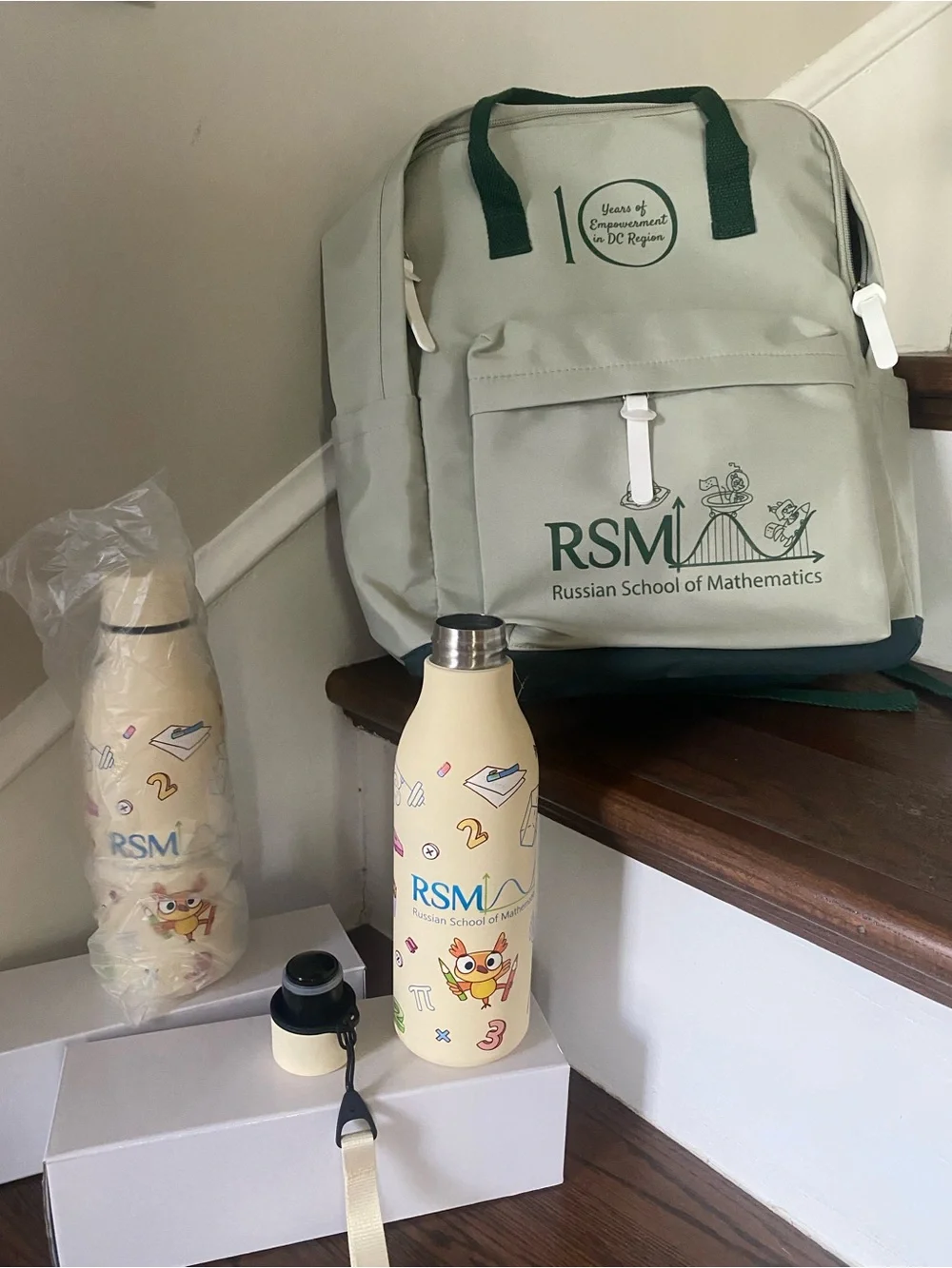Sage green medium sized school bag two Insulated Stainless Steel Water Bottle